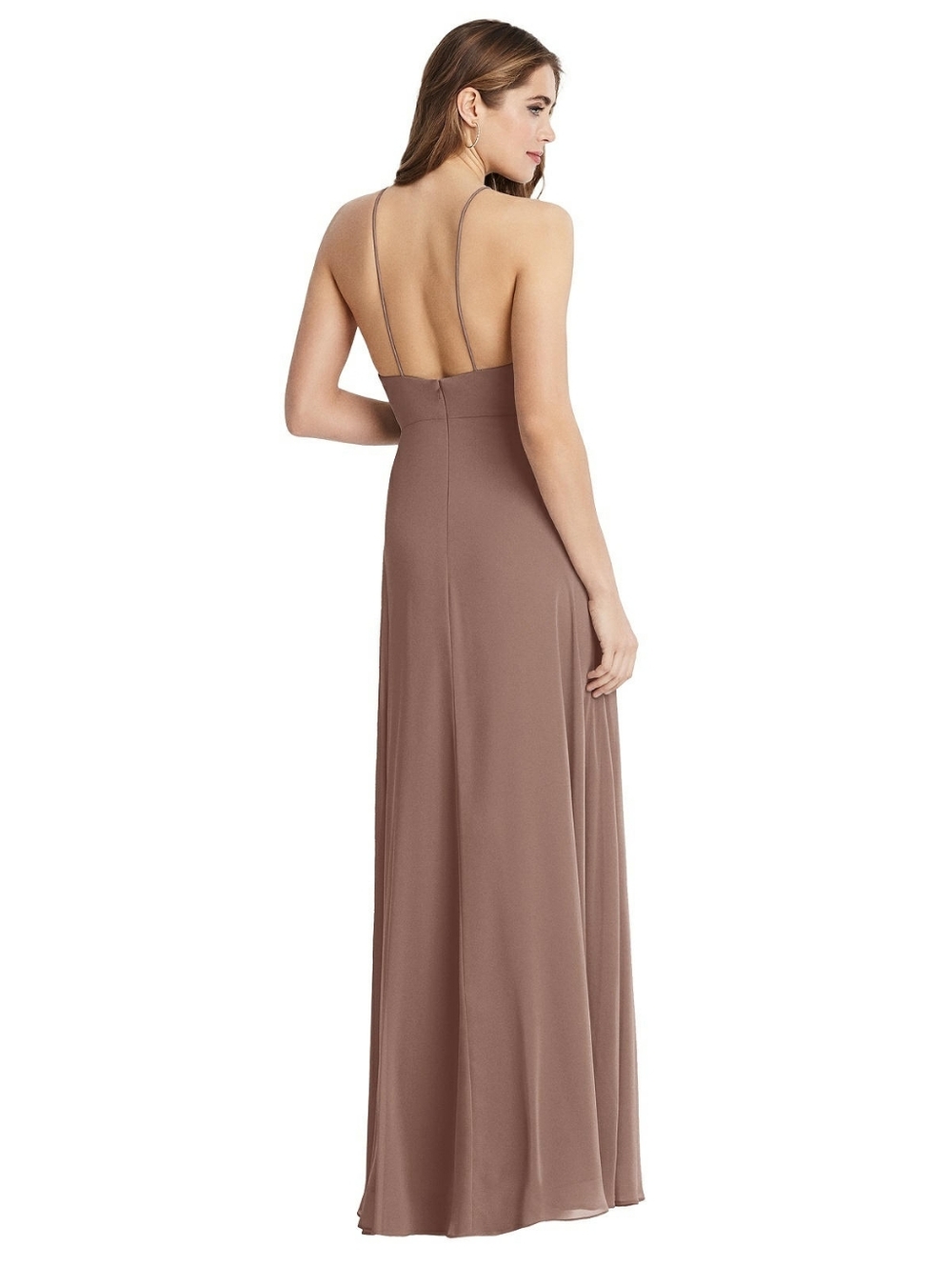Lovely Bridesmaid Sienna Chiffon Maxi Dress Size 4R NWT | High Neck Slit Formal - Picture 4 of 15